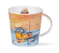 Dunoon Caingorm - Taza de porcelana fina, diseño de barco de pesca, color amarillo