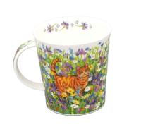 Dunoon Lomond Garden Cats - Taza de porcelana fina con diseño de gato y flores silvestres
