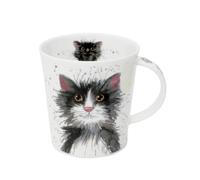 Dunoon Lomond - Taza de porcelana fina con diseño de gato (LO-Cats-negro y blanco)