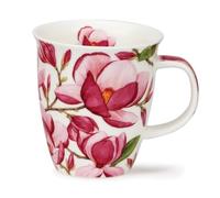 Dunoon Nevis - Taza de porcelana fina (0,48 L), diseño de magnolias (color rosa oscuro)