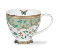 Dunoon Skye Estivale - Taza de porcelana fina (0,45 L), color verde con detalles dorados