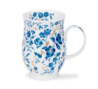 Dunoon Suffolk Bloomsbury - Taza grande de porcelana fina de 0,31 litros, color azul y blanco con adornos dorados de 22 quilates