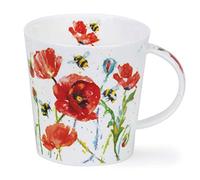 Dunoon Taza de porcelana fina hecha en Inglaterra con forma de Cairngorm Busy Bees Pattern 480 ml, apta para lavavajillas (amapolas)