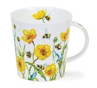 Dunoon Taza de porcelana fina hecha en Inglaterra, diseño de abejas ocupadas 480 ml, apta para lavavajillas (Buttercup)