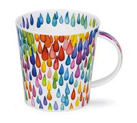 Dunoon Taza de porcelana fina hecha en Inglaterra, diseño de gotas de lluvia, 480 ml, apta para lavavajillas (vertical)