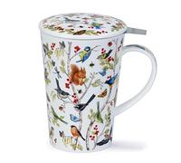 Dunoon Taza de té de porcelana china con motivo de bosque secreto con ardilla, loro, fauna silvestre