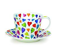 Dunoon Taza y platillo de porcelana de huesos corazones calientes - Forma Islay