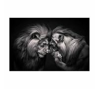 DunPei Arte de pared con pintura abstracta de animales sobre lienzo León encantador Cuadros para decorar el salón, baño, dormitorio, oficina,corredor（blanco y negro-80x120cm Sin marco