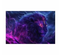 DunPei Arte de pared con pintura abstracta de animales sobre lienzo Un león abstracto Cuadros para decorar el salón, baño, dormitorio, oficina,corredor（púrpura-70x100cm Sin marco