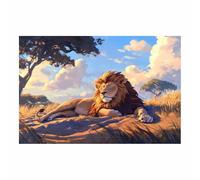 DunPei Arte de pared en lienzo con animales El poderoso León impresión de póster,para sala de estar,dormitorio,pasillo,oficina,baño,decoración del hogar（marrón-50x70cm Sin marco