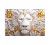 DunPei Arte de pared en lienzo con animales El poderoso León impresión de póster,para sala de estar,dormitorio,pasillo,oficina,baño,decoración del hogar（blanco-60x90cm Sin marco