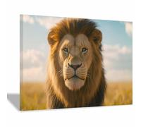 DunPei Arte de pared en lienzo con animales Un león abstracto impresión de póster,para sala de estar,dormitorio,pasillo,oficina,baño,decoración del hogar（dorado-80x120cm Enmarcado