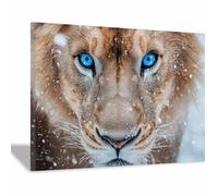 DunPei Arte de pared en lienzo con animales Un león poderoso impresión de póster,para sala de estar,dormitorio,pasillo,oficina,baño,decoración del hogar（marrón-60x90cm Enmarcado