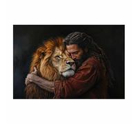 DunPei Arte de pared en lienzo con animales Un león vigoroso impresión de póster,para sala de estar,dormitorio,pasillo,oficina,baño,decoración del hogar（negro-30x45cm Sin marco