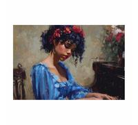 DunPei Arte lienzo, póster de arte abstracto de chica. Una mujer abstracta Decoración de pared con arte femenino para el hogar, para decorar el baño, sala de estar, dormitorio.（azul-50x70cm Sin marco