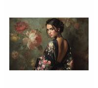 DunPei Arte lienzo, póster de arte abstracto de chica. Una mujer sutil Decoración de pared con arte femenino para el hogar, para decorar el baño, sala de estar, dormitorio.（verde-80x120cm Sin marco