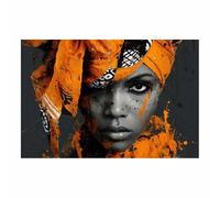 DunPei Arte lienzo, póster de arte abstracto de chica. Una mujer tenaz Decoración de pared con arte femenino para el hogar, para decorar el baño, sala de estar, dormitorio.（naranja-30x45cm Sin marco