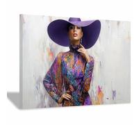 DunPei Arte lienzo Una mujer pura Impresiones decorativas para sala de estar, ilustraciones para el pasillo: arte femenino, sexy, abstracto, glamuroso, hermoso, moderno.（multicolor-50x70cm Enmarcado