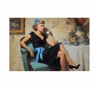 DunPei Arte lienzo Una mujer sensual Impresiones decorativas para sala de estar, ilustraciones para el pasillo: arte femenino, sexy, abstracto, glamuroso, hermoso, moderno.（marrón-60x90cm Sin marco