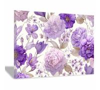 DunPei Cuadro de Flores en Lienzo con Tonos Pastel, Flores en brotes Estilo Nórdico para una Decoración Suave en el Dormitorio Principal（verde-50x70cm Enmarcado