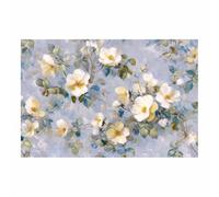 DunPei Cuadro Panorámico en Lienzo con Paisaje Floral, Flores curadas Formato Extra Ancho Perfecto para Espacios sobre el Sofá（azul-80x120cm Sin marco