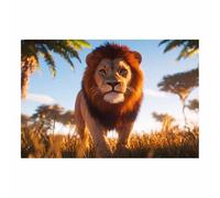 DunPei Cuadros de animales El poderoso León Impresiones en lienzo, Arte mural popular, para Sala de estar dormitorio baño pasillo Decoración del hogar（marrón-80x120cm Sin marco