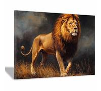 DunPei Cuadros de animales León encantador Impresiones en lienzo, Arte mural popular, para Sala de estar dormitorio baño pasillo Decoración del hogar（marrón-60x90cm Enmarcado