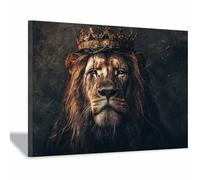 DunPei Cuadros de animales León encantador Impresiones en lienzo, Arte mural popular, para Sala de estar dormitorio baño pasillo Decoración del hogar（marrón-30x45cm Enmarcado