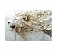 DunPei Cuadros de animales Un león corpulento Impresiones en lienzo, Arte mural popular, para Sala de estar dormitorio baño pasillo Decoración del hogar（blanco-50x70cm Sin marco