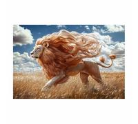 DunPei Cuadros de animales Un león rugido Impresiones en lienzo, Arte mural popular, para Sala de estar dormitorio baño pasillo Decoración del hogar（marrón-70x100cm Sin marco