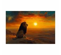 DunPei Cuadros de animales Un león vigoroso Impresiones en lienzo, Arte mural popular, para Sala de estar dormitorio baño pasillo Decoración del hogar（dorado-50x70cm Sin marco
