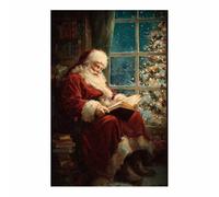 DunPei Cuadros Decorativos Ambiente Navideño Papá Noel Lee lienzo cuadros decorativos Salón Dormitorio Decor de Pared Listo para colgar（Rojo y blanco-60x90cm Sin marco