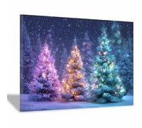 DunPei Cuadros Decorativos Ambiente Navideño Tres árboles de Navidad lienzo cuadros decorativos Salón Dormitorio Decor de Pared Listo para colgar（multicolor-60x90cm Enmarcado