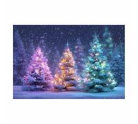 DunPei Cuadros Decorativos Ambiente Navideño Tres árboles de Navidad lienzo cuadros decorativos Salón Dormitorio Decor de Pared Listo para colgar（multicolor-70x100cm Sin marco