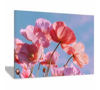 DunPei Decoración de Pared con Motivo Floral de Acuarela, Flores exquisitas Ambiente Romántico para Dormitorio Matrimonio o Salón（azul-70x100cm Enmarcado