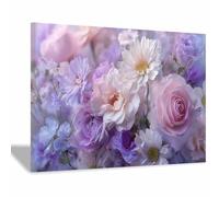 DunPei Decoración de Pared con Motivo Floral de Acuarela, Flores exquisitas Ambiente Romántico para Dormitorio Matrimonio o Salón（verde-70x100cm Enmarcado