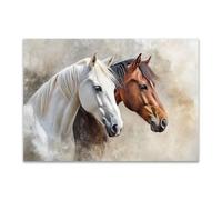 DunPei Impresión en Lienzo Animales, Cuadro de caballo antiguo oficina sala de estar cocina niños habitación de los niños e incluso baño - 70x100cm Sin marco(amarillo)