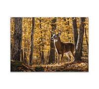DunPei Impresión fotográfica de animales sobre lienzo, Ciervos del bosque decoración de pared, decoración de casa, cocina, sala de estar(Amarillo-70x100cm Sin marco