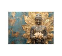 DunPei moderne Lienzo Pintura Salon Lienzo Buda y loto Decorativos Pintura Imagen Cuadros Decoracion Salon Dormitorios Pasillo Baño（Bronce-70x100cm Sin marco