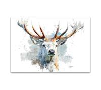 DunPei Modernos Animal Wall Art Cabeza de ciervo Adecuado para la decoración de paredes interiores del hogar como sala de estar（Blanco-30x45cm Sin marco