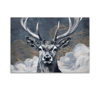 DunPei Modernos Animal Wall Art Cabeza de ciervo Adecuado para la decoración de paredes interiores del hogar como sala de estar（Gris-30x45cm Sin marco