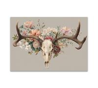 DunPei Modernos Animal Wall Art Cabeza de ciervo Adecuado para la decoración de paredes interiores del hogar como sala de estar（Marrón-70x100cm Sin marco