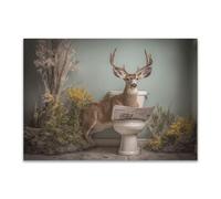 DunPei Modernos Animal Wall Art Ciervo abstracto Adecuado para la decoración de paredes interiores del hogar como sala de estar（Marrón-70x100cm Sin marco