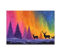 DunPei Modernos Animal Wall Art Ciervo abstracto Adecuado para la decoración de paredes interiores del hogar como sala de estar（Multicolor-70x100cm Sin marco