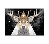 DunPei Modernos Animal Wall Art Ciervo abstracto Adecuado para la decoración de paredes interiores del hogar como sala de estar（Blanco-50x70cm Sin marco