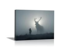 DunPei Modernos Animal Wall Art Ciervo abstracto Adecuado para la decoración de paredes interiores del hogar como sala de estar（Gris-50x70cm Enmarcado