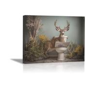 DunPei Modernos Animal Wall Art Ciervo abstracto Adecuado para la decoración de paredes interiores del hogar como sala de estar（Marrón-30x45cm Enmarcado