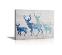 DunPei Modernos Animal Wall Art Un grupo de ciervos Adecuado para la decoración de paredes interiores del hogar como sala de estar（Marrón-30x45cm Enmarcado