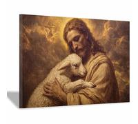 DunPei Póster de Dios, El humilde Jesús Lienzo decorativo para pared,obra de arte católica para habitación espiritual, dormitorio, decoración del hogar（Spagna-50x70cm Enmarcado
