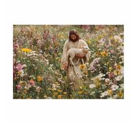 DunPei Póster de Dios, Jesucristo de la Seguridad Nacional Lienzo decorativo para pared,obra de arte católica para habitación espiritual, dormitorio, decoración del hogar（verde-50x70cm Sin marco